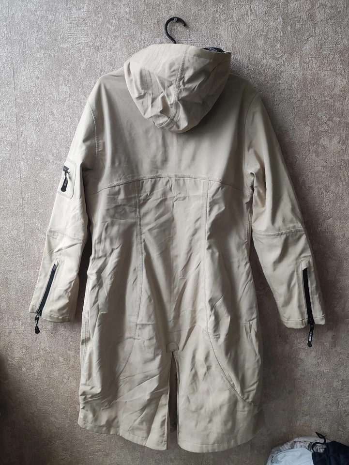 ILSE JACOBSEN HORNBEAK Beige Full Zip Hooded Women's Raincoat Jacket Sz 42 - Image 2 of 4