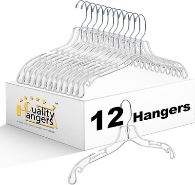 12 Pack - Crystal Hangers for Clothes - Durable Plastic Hanger Set