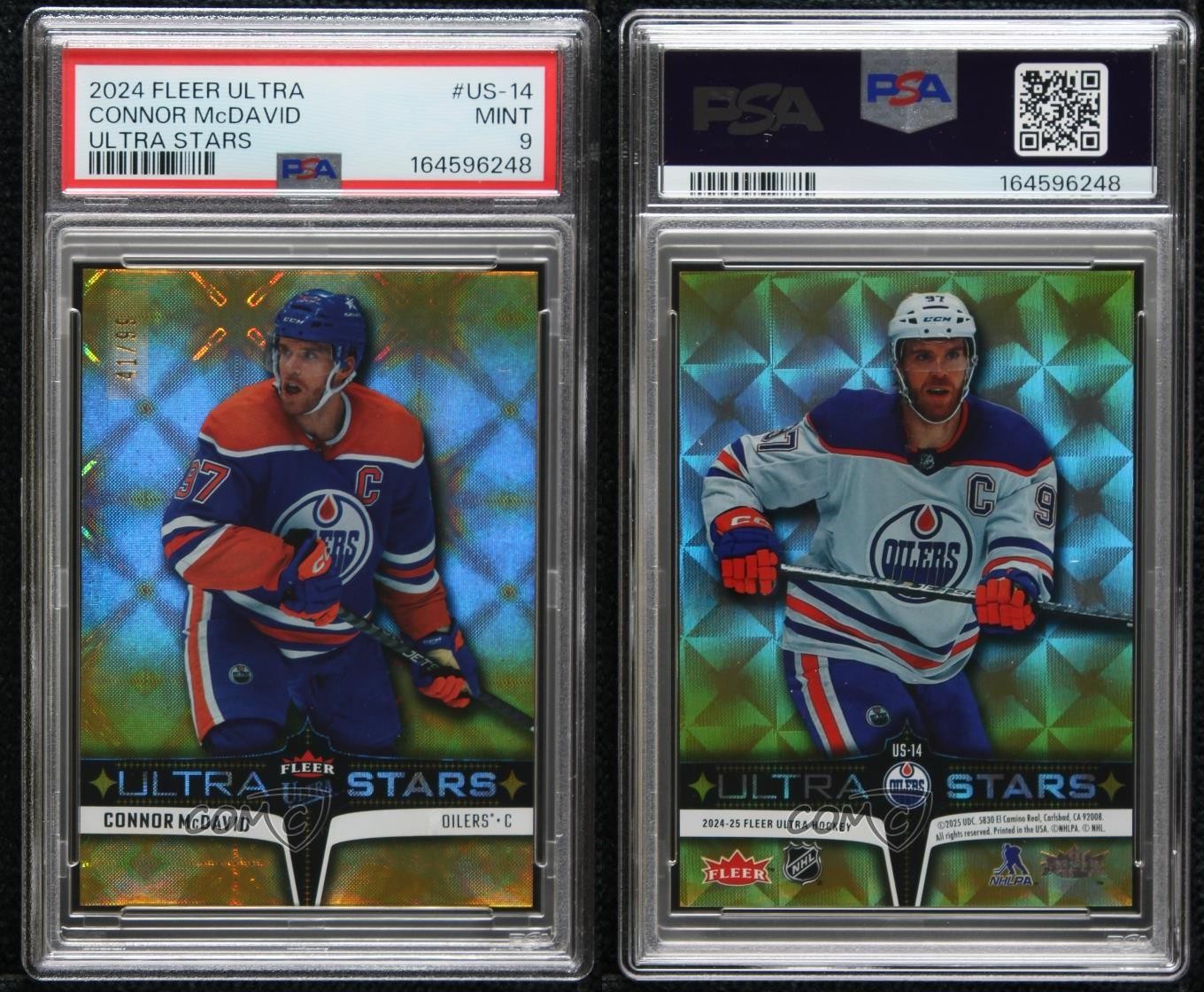 2024-25 Upper Deck Fleer Ultra Stars Gold 41/99 Connor McDavid #US-14 PSA 9 MINT view 3
