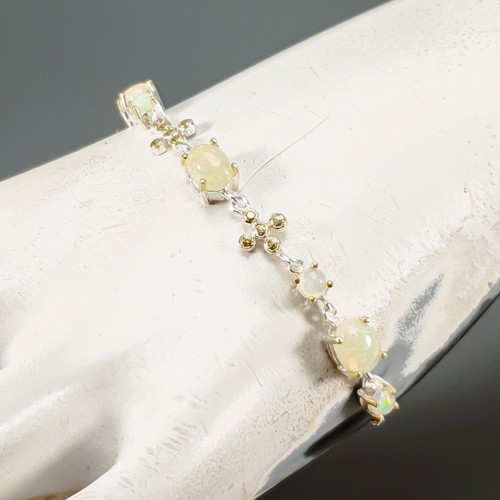 Handmade Natural Opal Bracelet 925 Sterling Silver 7.5"/BR13633 - Picture 2 of 8