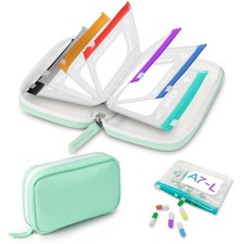 A7 Waterproof Pill Organizer with 7 PCS L Size Zippered Pill Pouches for A7 B...