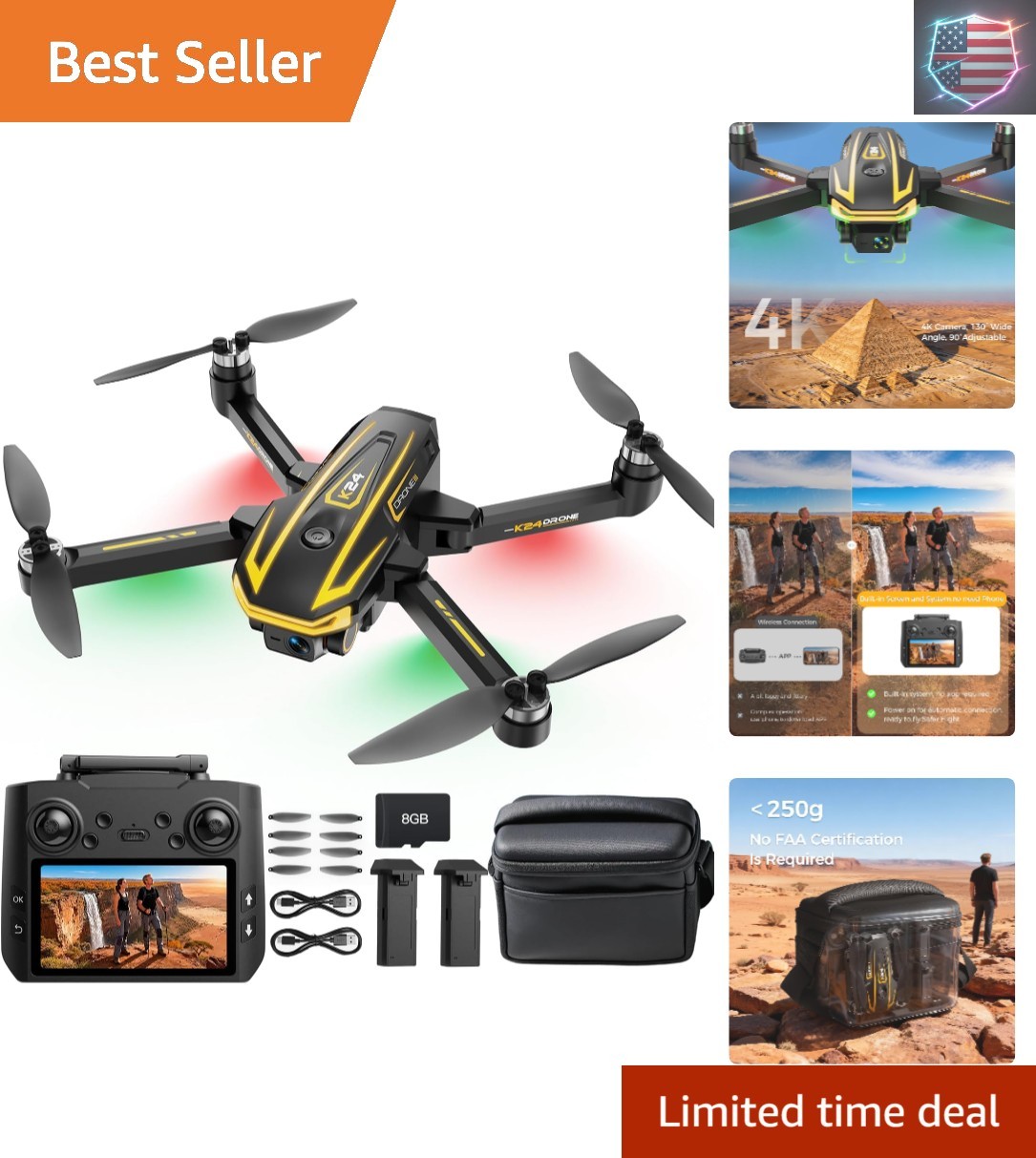 FPV Drone with Camera 4K for Adults,Big Screen on Remote Con