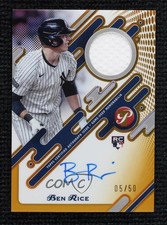 2025 Topps Pristine Pieces Gold Refractor 5/50 Ben Rice Rookie Relic Auto RC