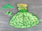 Vintage BARBIE MODERN ART Green Floral Dress #1625 w/ heels