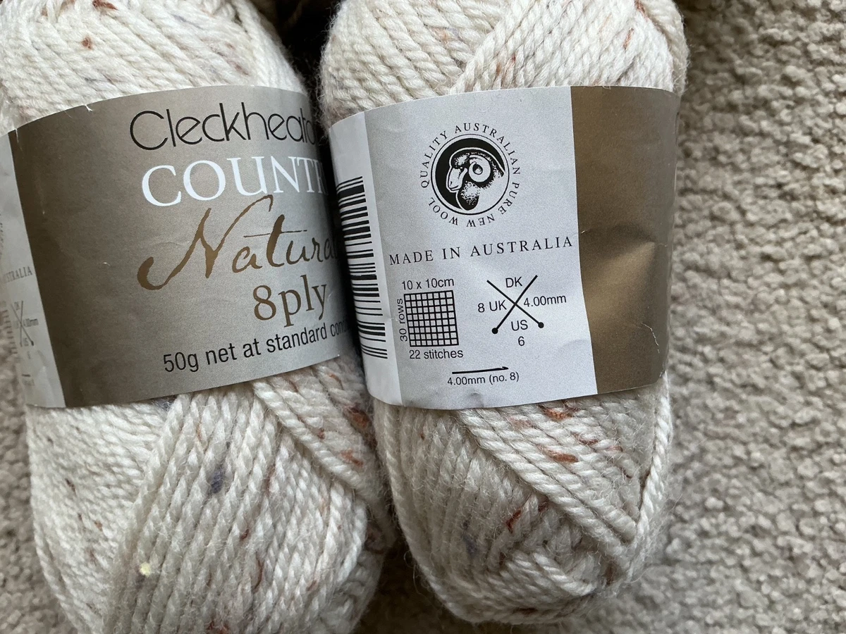 CLECKHEATON COUTRY NATURALS 8 PLY MERINO WOOL SHADE BONE WITH FLECKS 5 X 50 GRAM