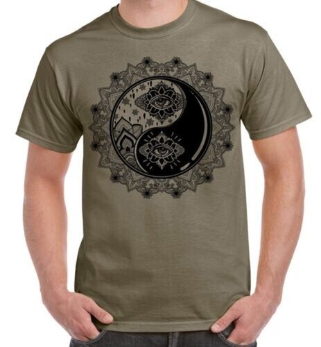 T-shirt Homme Mandala Yin Yang Imprimé - Multicolore En Coton, Taille Standard
