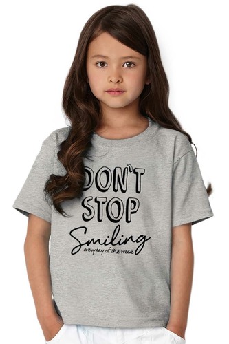 Don't Stop Smiling Good Vibes Inspirational Girls Youth Crewneck T Shirts Tees - Picture 6 of 9
