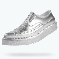 George Cox Native Diano Metallic Silver Platform Slip On I'm Lite Shoes Size 7