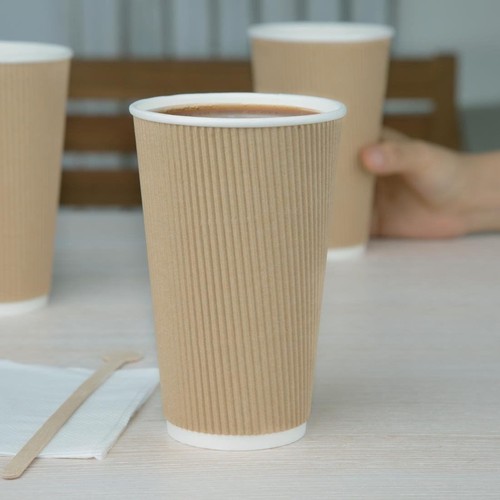 Fiesta Recyclable Hot Cup Ripple Wall Kraft 16oz (Box 500) - Picture 8 of 10