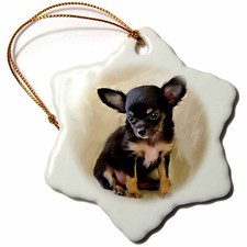 3dRose Chihuahua Puppy 3 inch Snowflake Porcelain Ornament