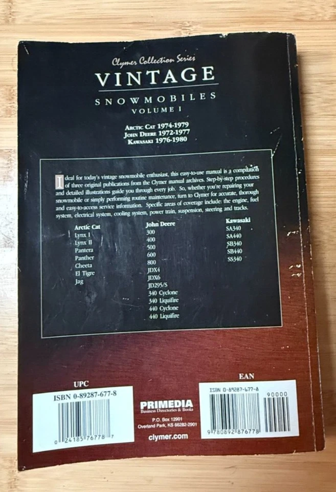 Libro CLYMER para motos de nieve vintage Arctic Cat, John Deere, Kawasaki limpio Foto 3 de 4