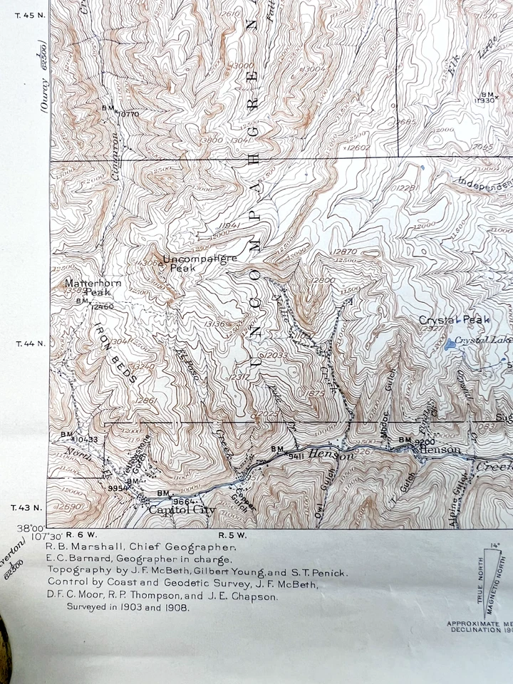 Mapa topográfico vintage 1944 - Uncompahgre, Colorado - 20" x 16,5" Foto 4 de 4