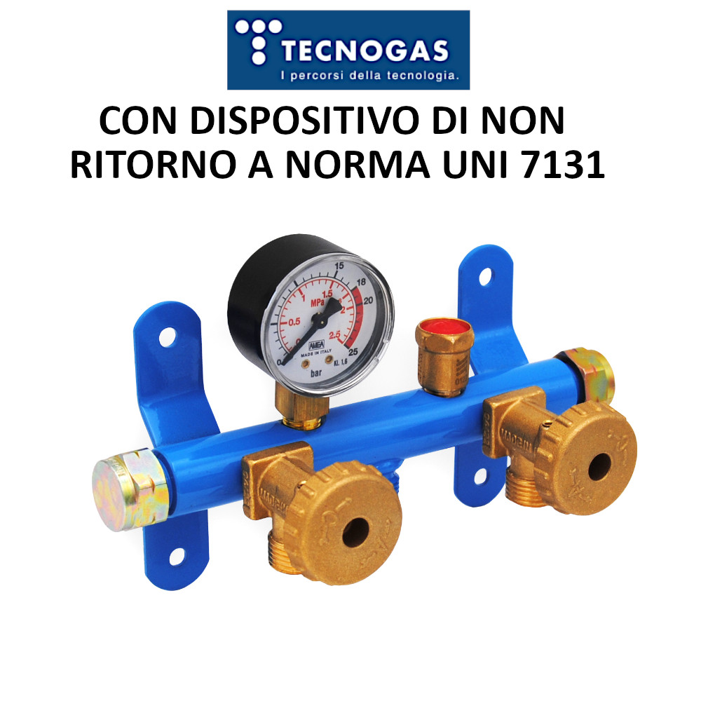Centralina compatta per gas GPL 2 attacchi con manometro e valvola di sicurezza