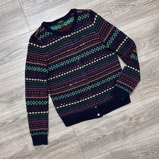 Talbots Wool Fair Isle Nordic Knit Button Cardigan Sweater Preppy Boho Petite S