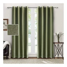 SINGINGLORY Blackout Curtain for Bedroom and Living Room, Grommet Linen Textu...