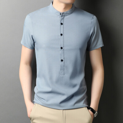ZONBAILON Summer Men's Solid Classic Fashion Loose Short Sleeve Polo Shirt