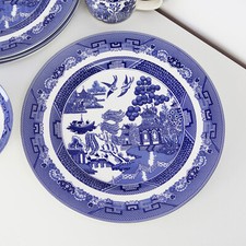 Set Of 6 Blue Willow Dinner Plates Blue Ceramic 27cm Kitchen English Tableware