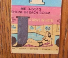 GIRLIE SPOT STRIKER MATCHBOOK COVER: J's HOTEL COLORADO SPRINGS, COLORADO-D12