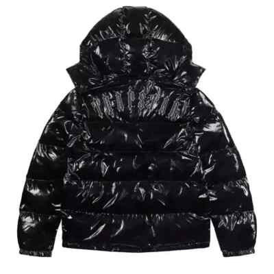 NEW Embossed  Irongate Detachable Hooded Puffer Jacket Gloss Black NWT