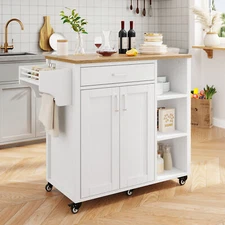 Rolling Kitchen Island Cart Utility Trolley Cabinet Storage Spice Towel Rack