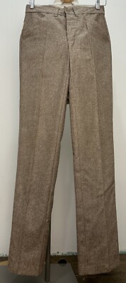 Men’s 1950s 1960s Beige Tweed Trousers Mod Style European Tailored 26x33 Xs  Long UK