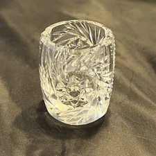 AMERICAN BRILLIANT Toothpick Holder Cut Crystal Clear Starburst Pinwheel Pattern