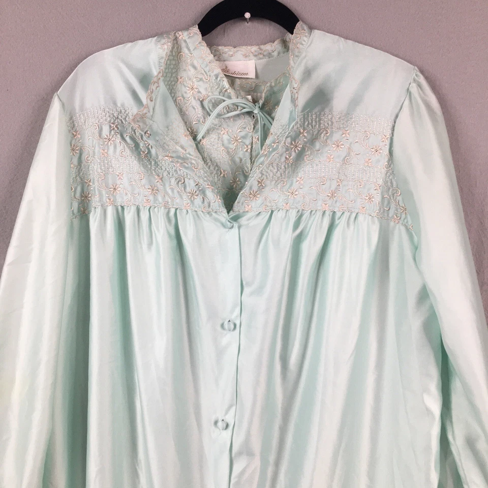 Conjunto de bata vintage Barbizon Chemise para mujer M verde menta bordado satinado líquido Foto 3 de 4