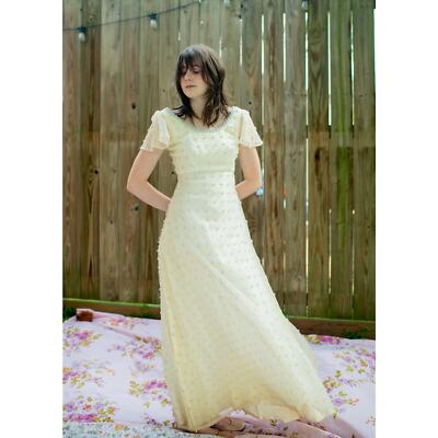 Wedding Dress 1970s Prom Dresses Vintage 70s Empire Waist Silver