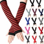 Long Fingerless Gloves Gloves Arm Cover Striped Cotton Wrist Sleeves Arm Warmer