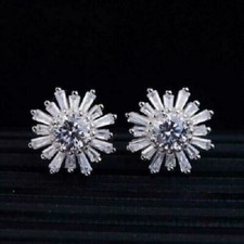 4Ct Lab Created VVS1 Diamond Women's Stud Earrings 14K White Gold Over