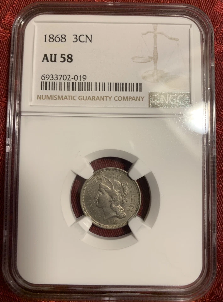 1868 Three Cent Nickel - NGC AU 58 - Image 3 of 4