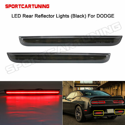 For 2015-2023 Dodge Challenger Smoked Rear Bumper LED Reflector Brake Light Lamp