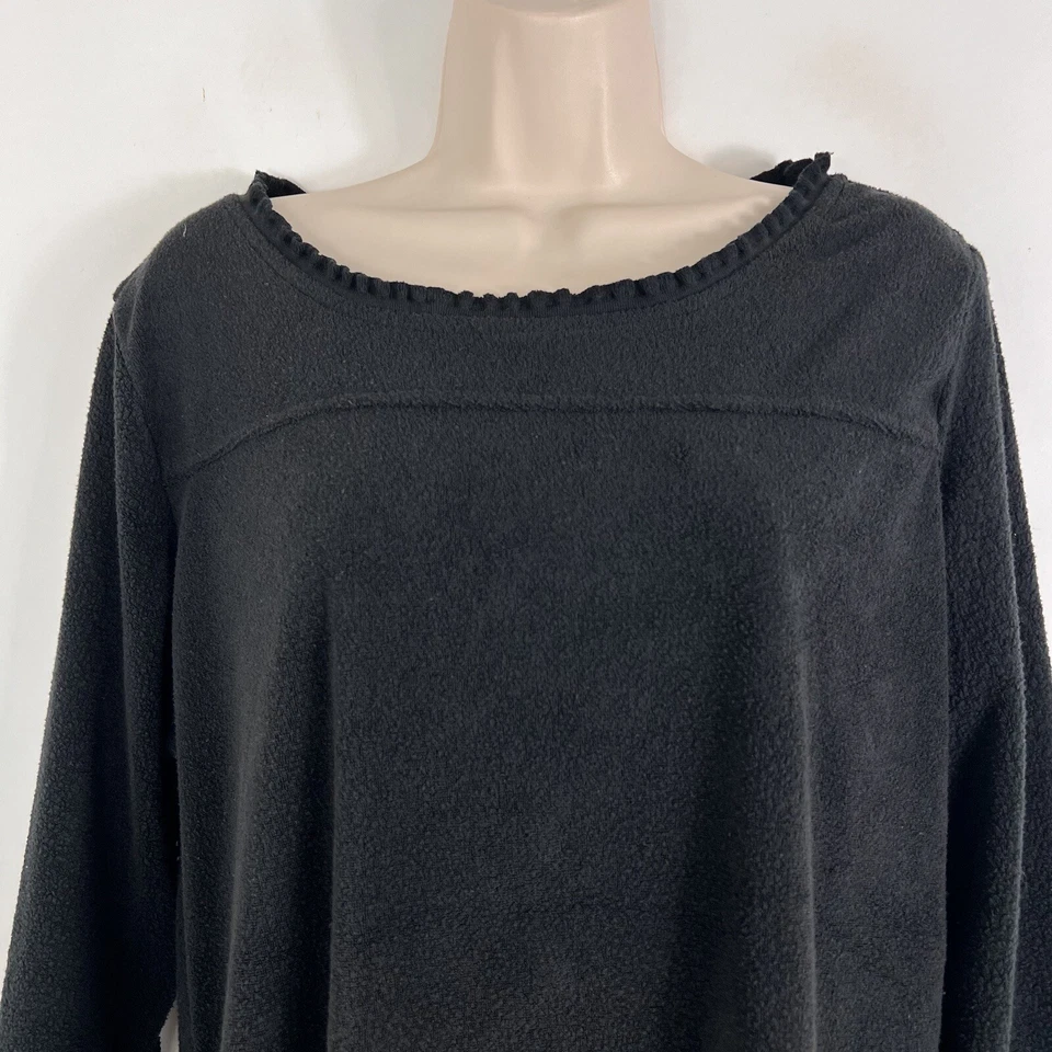 Moletom Roaman's Fleece Feminino Grande Manga Longa Preto Gola Redonda Elástico - Imagem 2 de 4