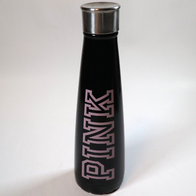 Victoria Secret PINK Black Metal Water Bottle Sip By Swell Reusable Tumbler 15oz