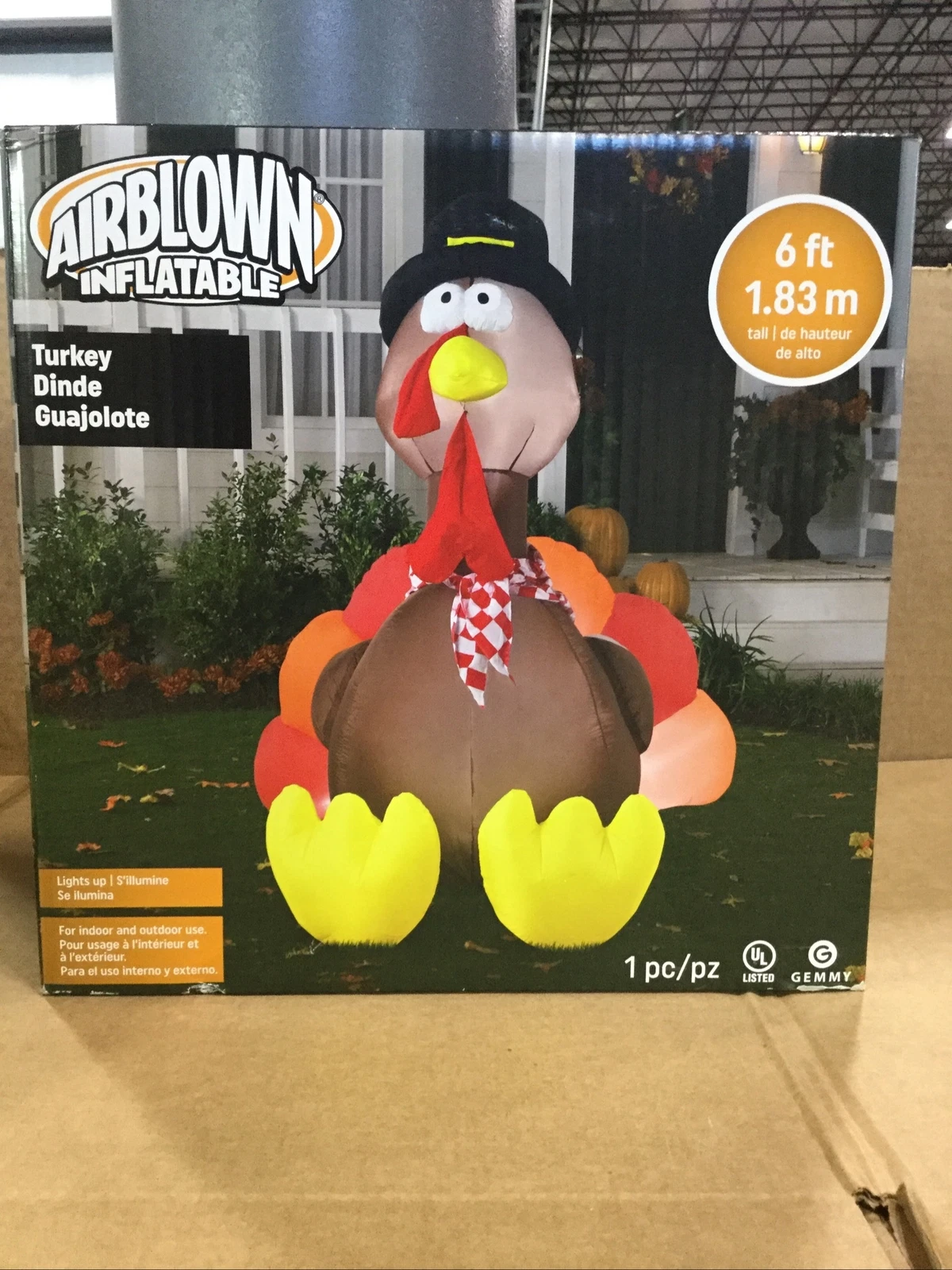 NEW !! Gemmy Airblown Prelit Turkey Inflatable Thanksgiving Decoration