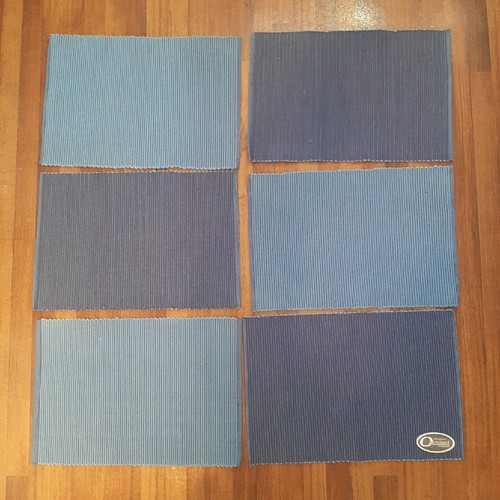 6 Cobalt Blue Fabric Placemats and Napkins Woven Oversized New w Tags Reversible - Picture 11 of 13