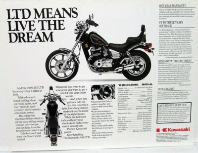 1990 Kawasaki 454 LTD Motorcycle Dealer Sales Brochure Data Sheet
