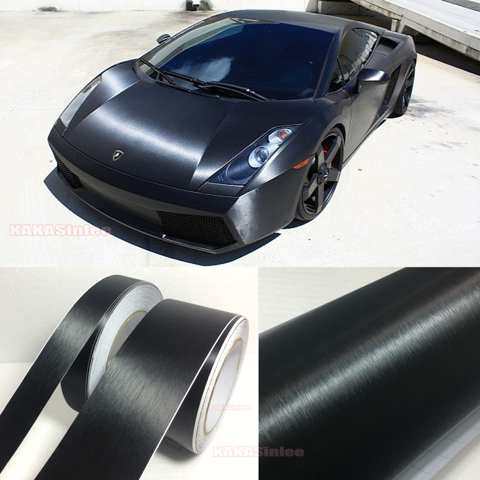 Whole Roll 98FT X 5FT Car Metallic Matte Brushed Black Vinyl Wrap Sticker  AB