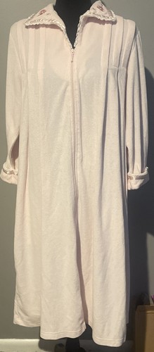 Fundamentals Sears Womens Large Nightgown House Dress 3/4 Zip Robe Long Sleeve - Picture 4 of 14