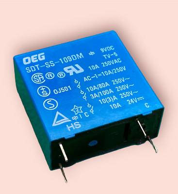 2 PCS OEG SDT-SS-109DM SPST 10A 9V DC Relay Authentic OEM PARTS