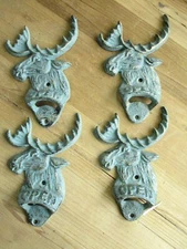 4 CAST IRON MOOSE BOTTLE OPENERS OPEN CABIN DECOR BEER BAR SODA WALL MOUNT 
