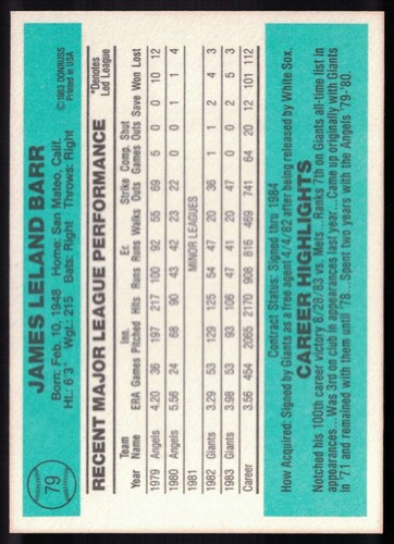 1984 Donruss Baseball #1-220 -- You Pick to Complete Your Set - Picture 126 of 282