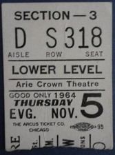 Dave Clark Five Concert Ticket Nov 5, 1964 Arie Crown Theatre Chicago IL DC5