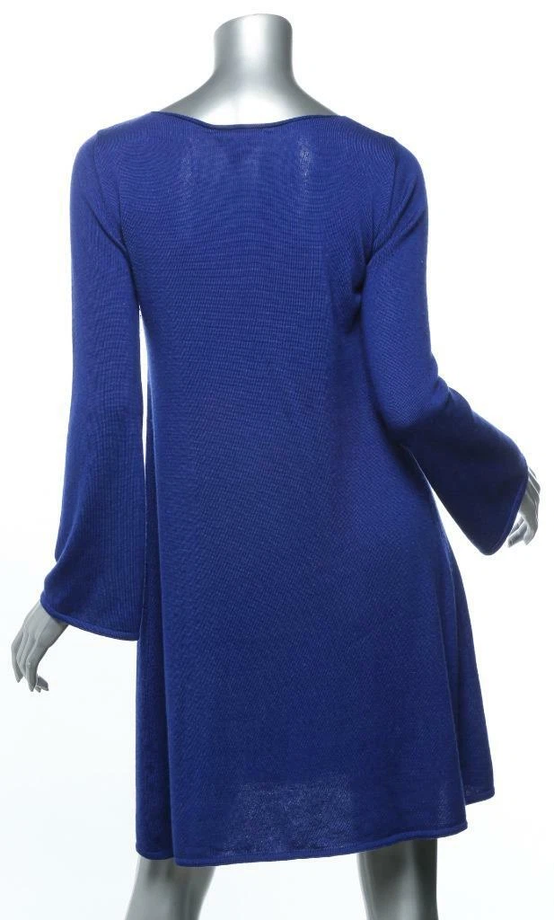 SAINT LAURENT (YSL) Abito maglione donna YVES SAINT LAURENT blu cashmere seta maglia lunghezza ginocchio L