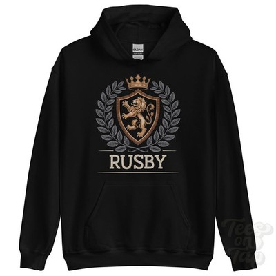 RUSBY FANTASY COAT OF ARMS HOODIE novelty parody family name crest