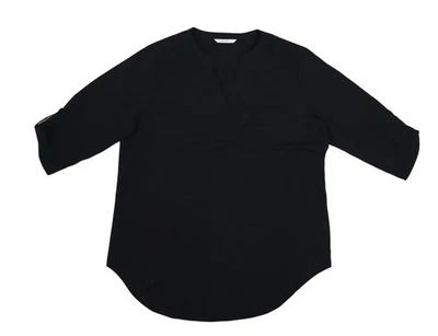 Port Authority Blouse Womens Large Black V Neck 3/4 Sleeve Tunic Pullover Top - Image 1 of 4