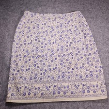 Casual Corner Annex Womens Blue Floral A-Line Knee Length Skirt Cottagecore Sz 8