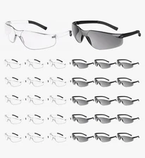 32 Pack Miuskatl Safety Glasses Scratch Resistant Grey And Clear