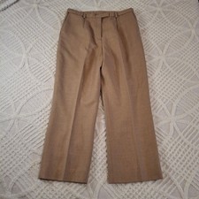 Pendleton Women 12 Petite Tan Virgin Wool Pleated Straight Leg Trousers Pants