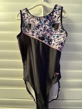 PLUM leotard GYMNASTICS DANCE BALLET size AS adult small TIE DYE HEARTS black